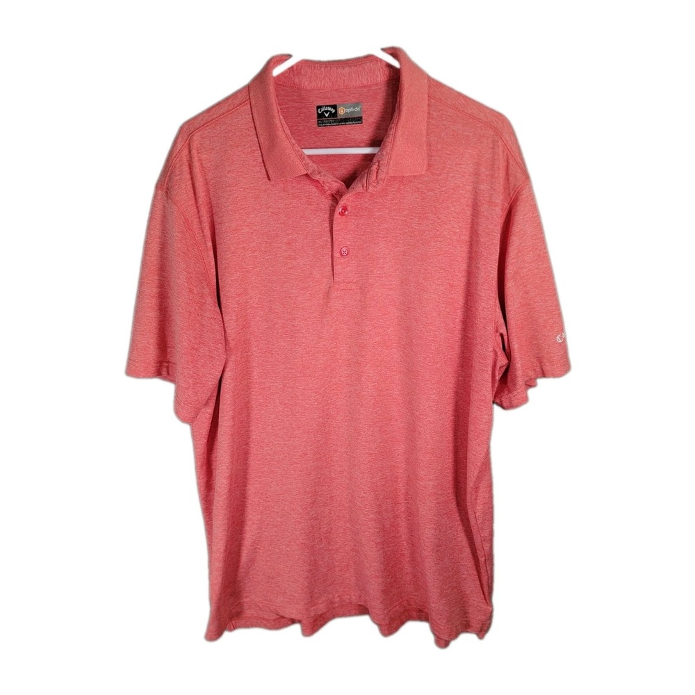 Callaway Golf Shirt Mens XL Coral Pink Heather Opti-Dri Stretch Performance Polo